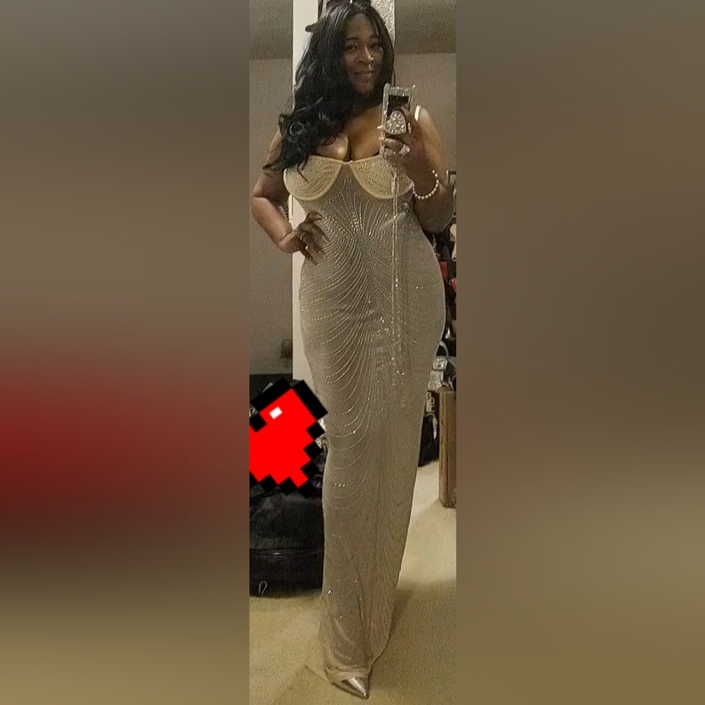 Beautiful,BLINGY,ivory,meshselfie dress!Comes with matching panties(never worn)